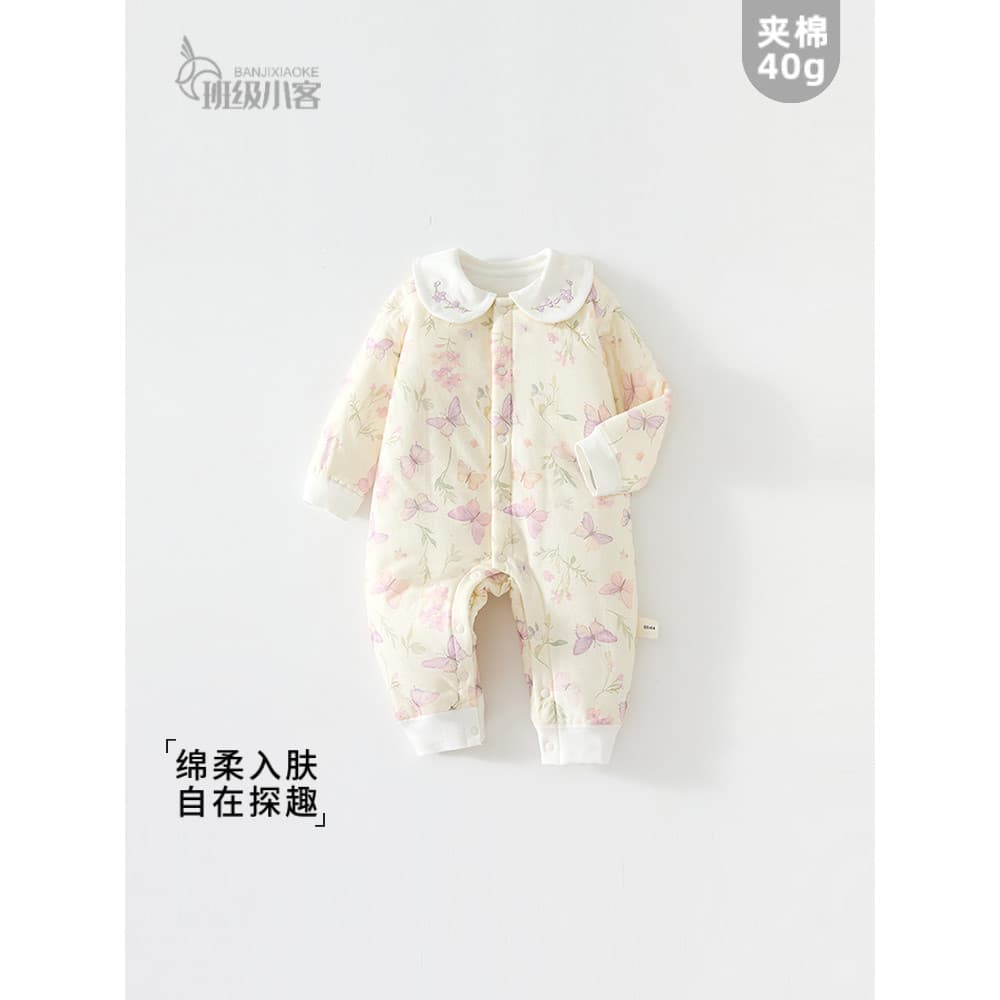 Bebê menina roupas de bebê outono inverno bebê acolchoado macacão 40g mais algodão engrossado macacão macacão