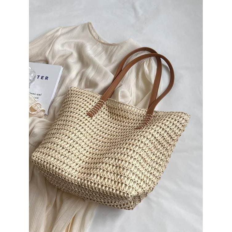 bolsa transversal feminino bolsa feminina Saco de palha estilo férias verão tecido saco feminino 2026 grande capacidade