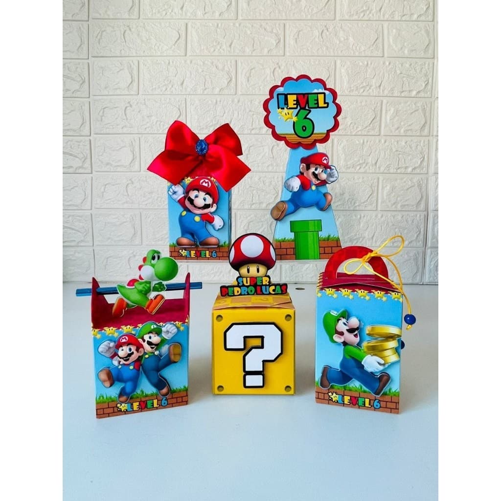 PEGUE E MONTE Kit festa personalizado Super Mario Bros em Papel Fotográfico Premium 230g