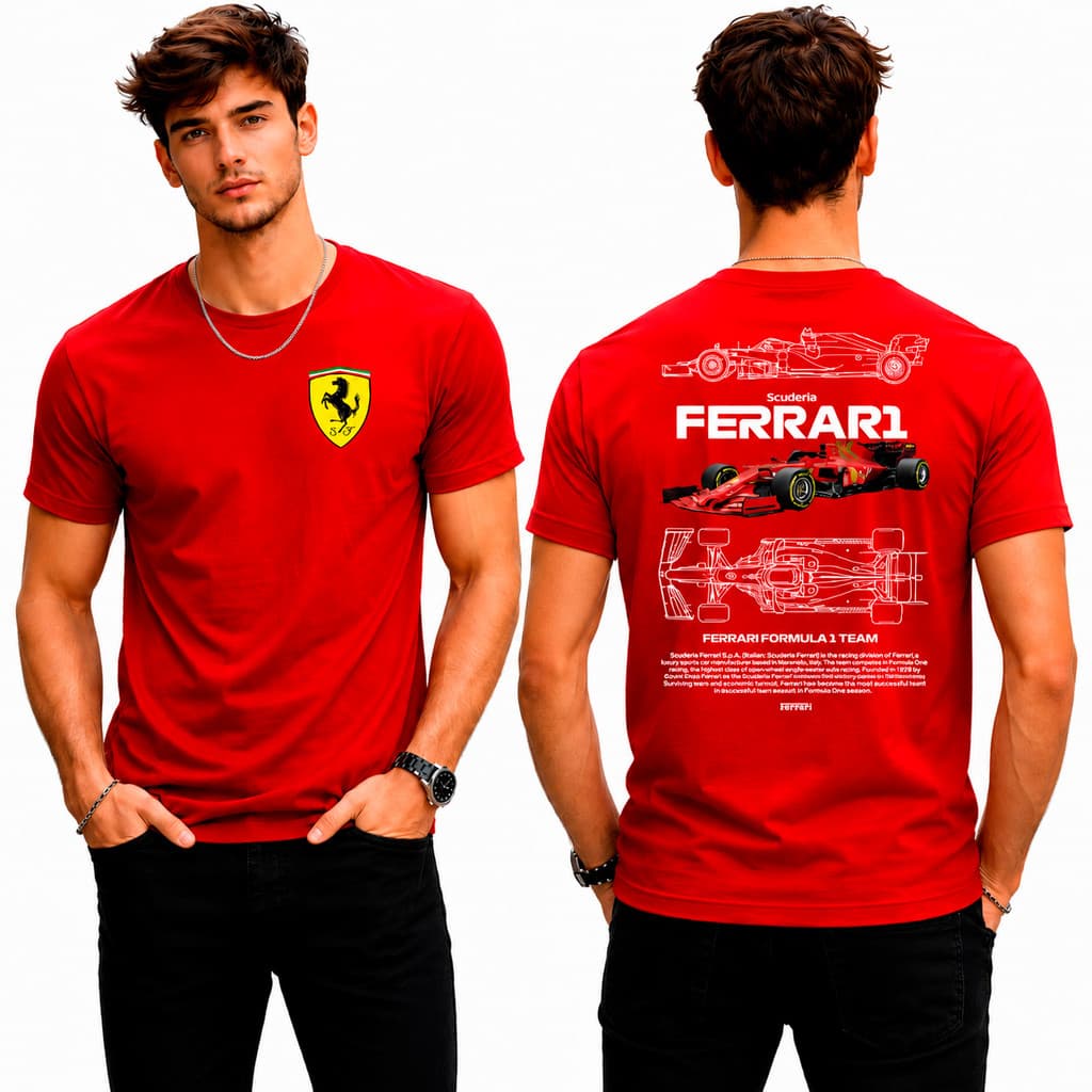 Camiseta Algodão Ferrari Scuderia MotorSport  T-Shirt Premium Unissex  Conforto e Estilo - Promoção