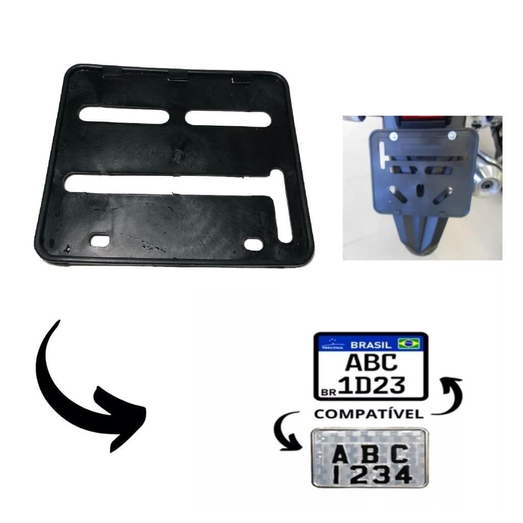 Suporte Moldura Placa Moto Mercosul Universal Qualquer Moto.