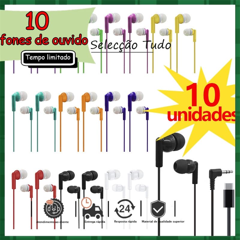 1/2/3/5/10 Unidadeskit De Fone De Ouvido Estéreo Colorful Com Fio P2 Para Lembrancinhas