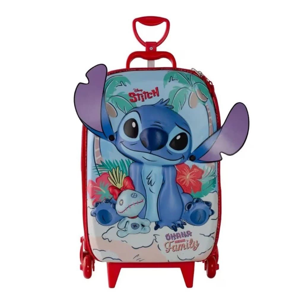 Mochila Escolar 3 D Rodinha Stitch Praia