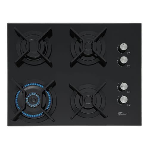 Cooktop Infinity à Gás Fischer 4 Bocas Grades em Ferro Fundido Tripla Chama Preto Bivolt