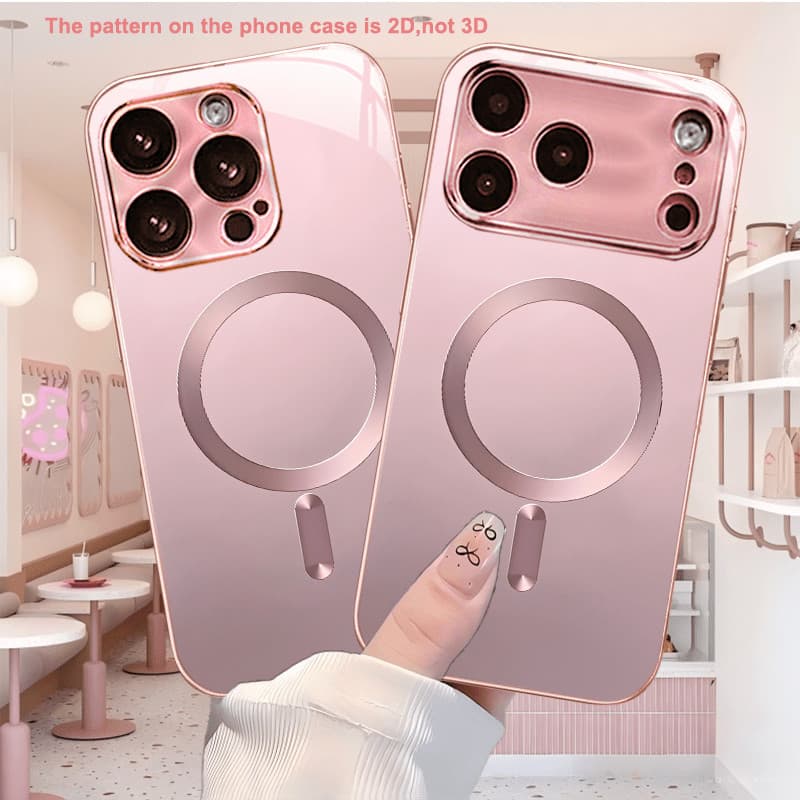 Capa De Telefone : Anel Redondo Dourado Rosa Padrão Não Magnético Galvanizado Original Para Meninas , Adequada iPhone 16