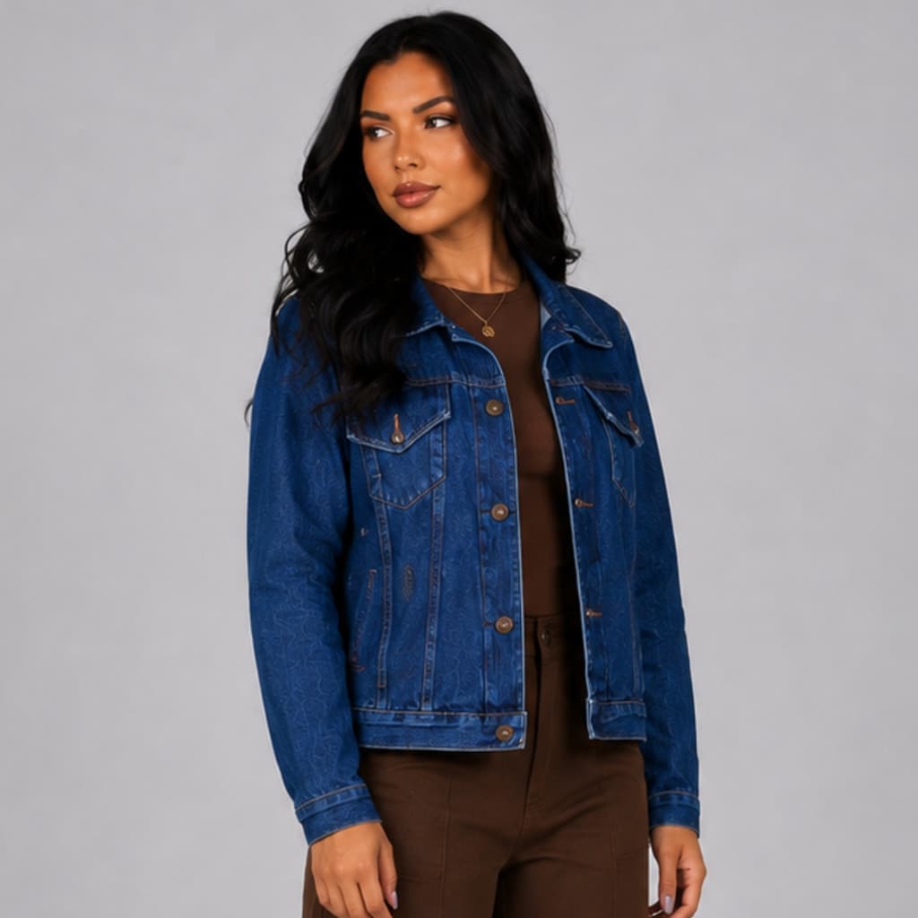 Jaqueta Jeans Feminina Oversized Azul Escuro 100% Algodão Moda Blogueira Streetwear Casual