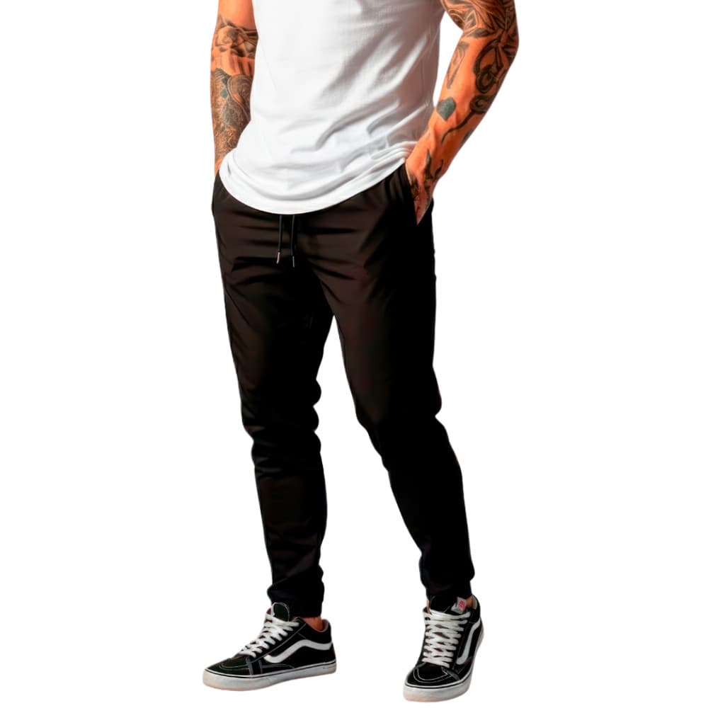 Calça Jogger Tactel Masculina Juvenil Preta Tam 14 ao 16