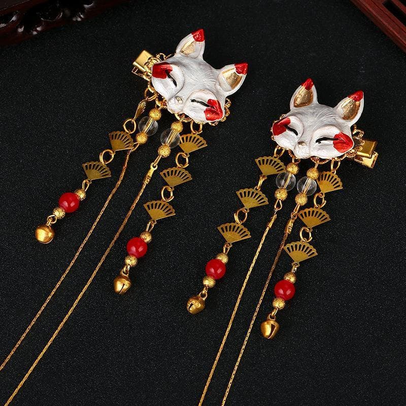 Estilo Antigo Acessórios Para O Cabelo Headwear Hanfu Bonito Menina Coração Raposa Animal Borla Traje Emparelhado Clipe