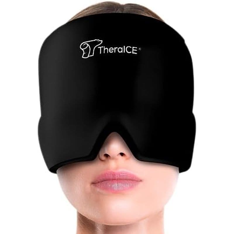 TheraICE Enxaqueca Relief Cap PRO , Boné Para Alívio De Dor De Cabeça , Máscara Facial De Gelo , Envoltório De Compressa