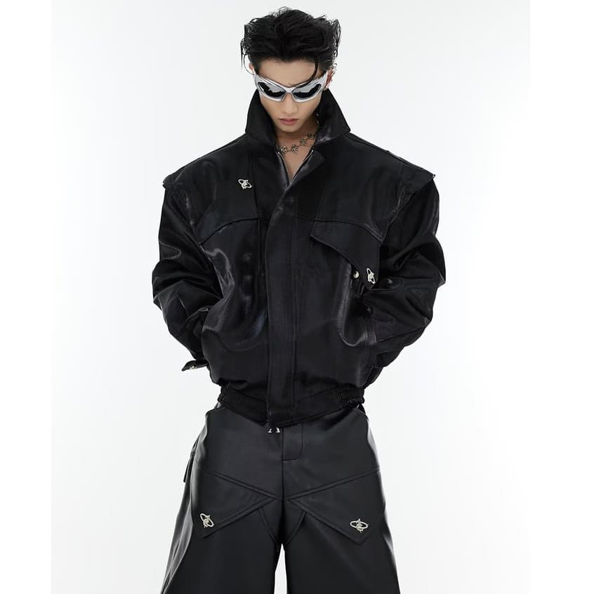 Jaqueta Masculina Japonesa Com Gola Alta E Design Retrô