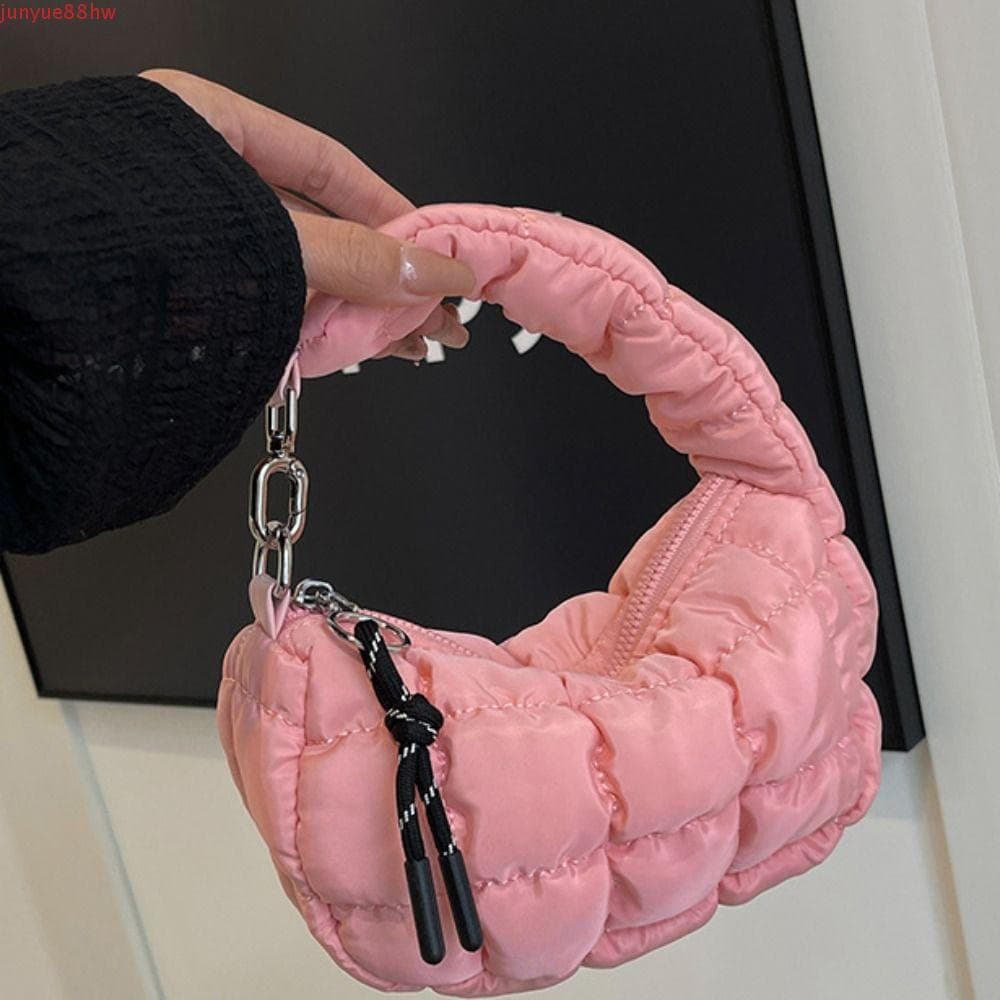Bolsa JUNYUE Bubble Cloud , Com Pingente , De Bolinho Plissada Doce Xadrez Losango Estilo Coreano