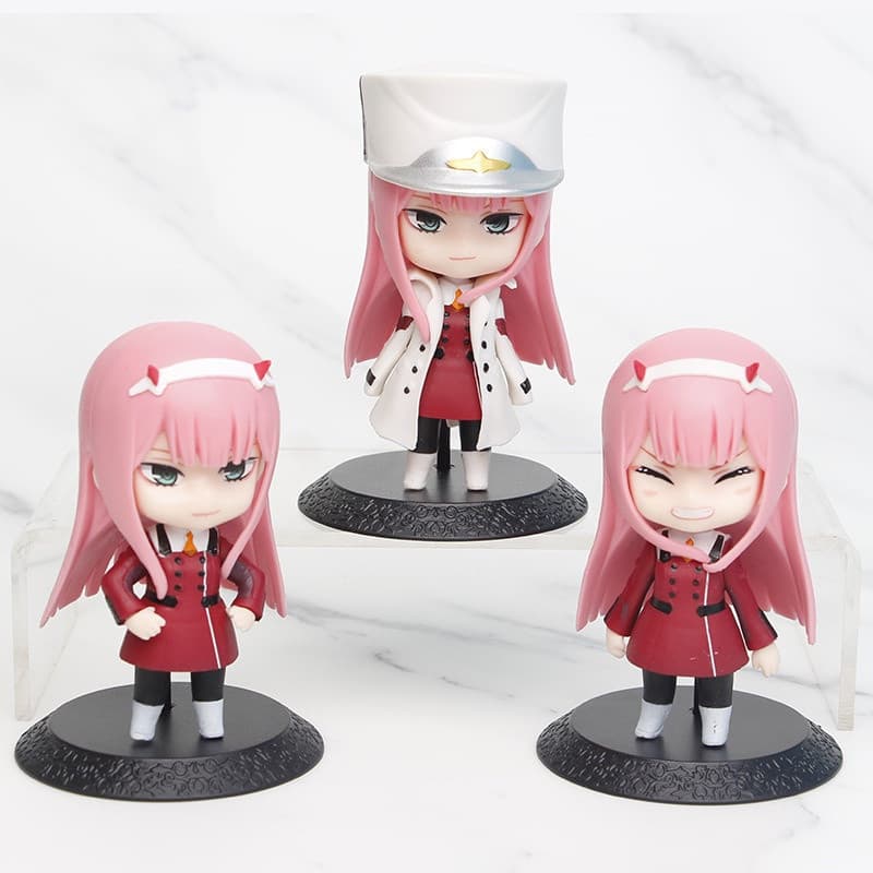 Conjunto de 3 peças de desenho animado de Anime de 10 cm <In Fran XX > Zero Two 02 Streya Country Selection Q Versão PVC