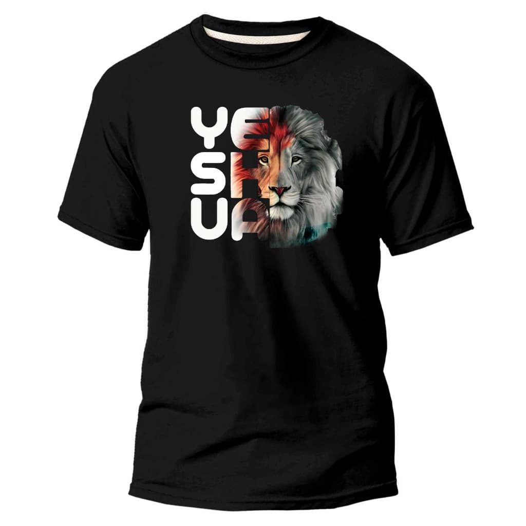 Camiseta Moda Evangélica, Masculina e Feminina  Qualidade YESHUA LEÃO COLORIDO Premium