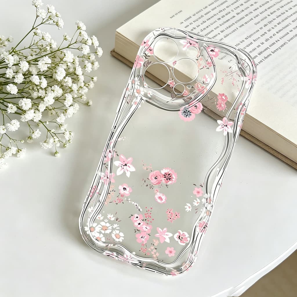 Capinha Celular Floral Delicada - Estética Coreana e Leve POCO X7 Pro X6 X5 F6 F5 F3 X4 M6 M4 X3 C75 C65 C71 C40 M5S