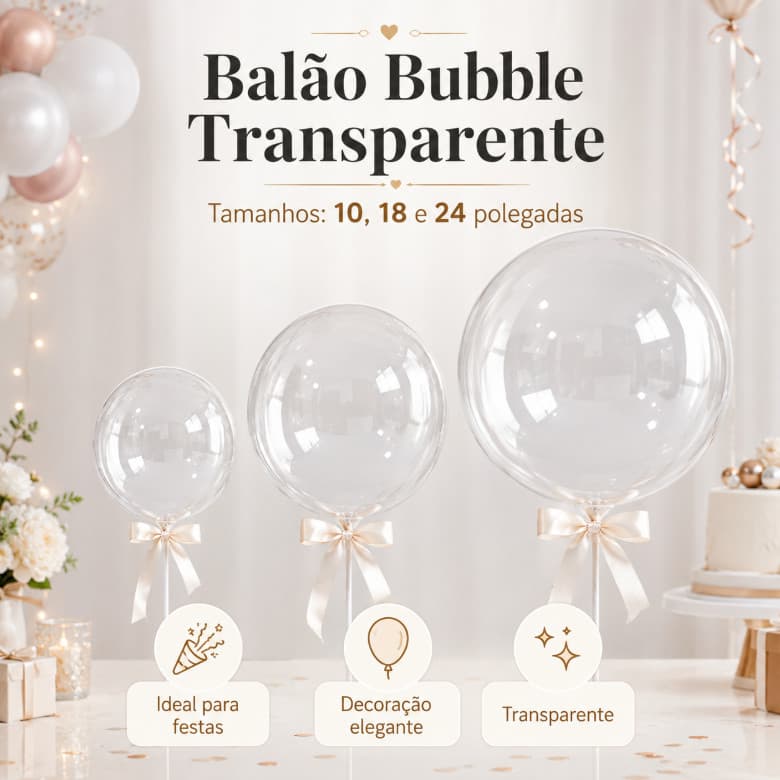 10 Balões Bubble Transparente Para Festa 10 18 24 Polegadas