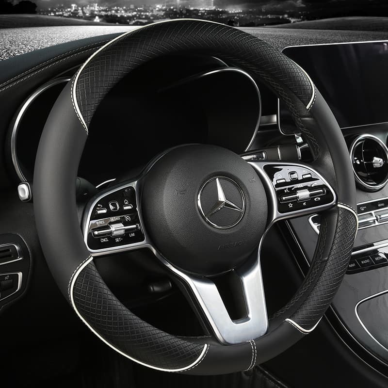 Capa De Volante De Carro De Couro PU Antiderrapante Durável 38CM De Fibra Dinâmica Decoração