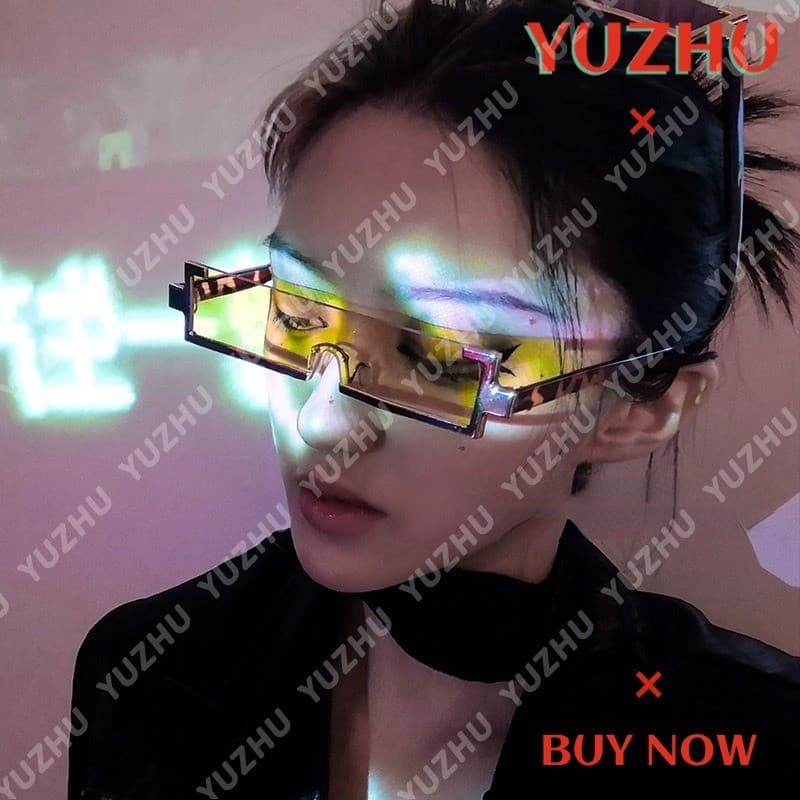 (YUZHU) Óculos De Sol Retangulares Sem Borda Candy Party