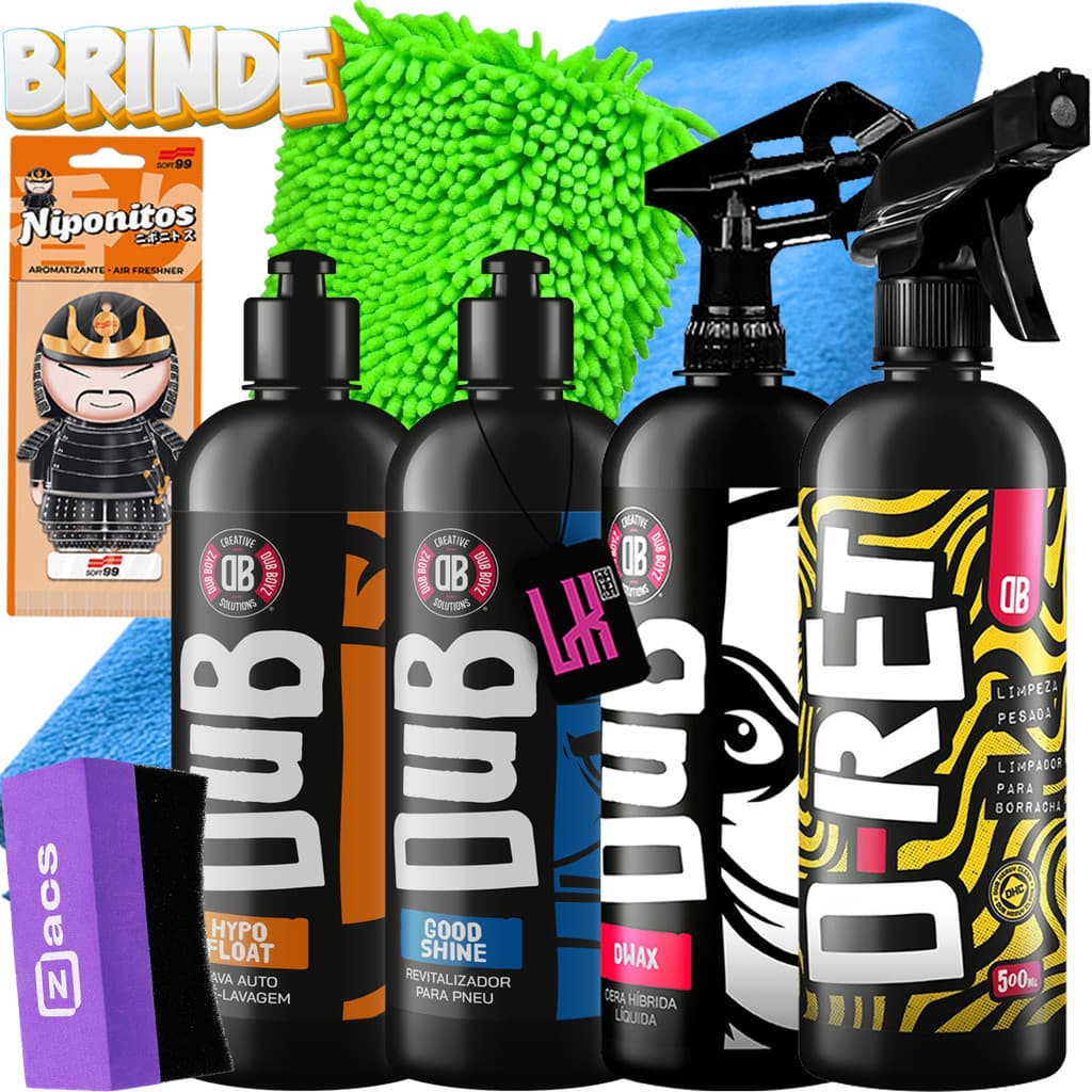Kit Lavagem Dub Boyz Hypo Float Shampoo Desengraxante D wax Cera Spray Good Shine Pneu Pretinho DRet