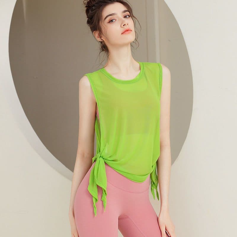 Y protetor solar roupas camisola feminina roupas de Yoga gaze perspectiva esportes dividir Fitness sem mangas topo solto