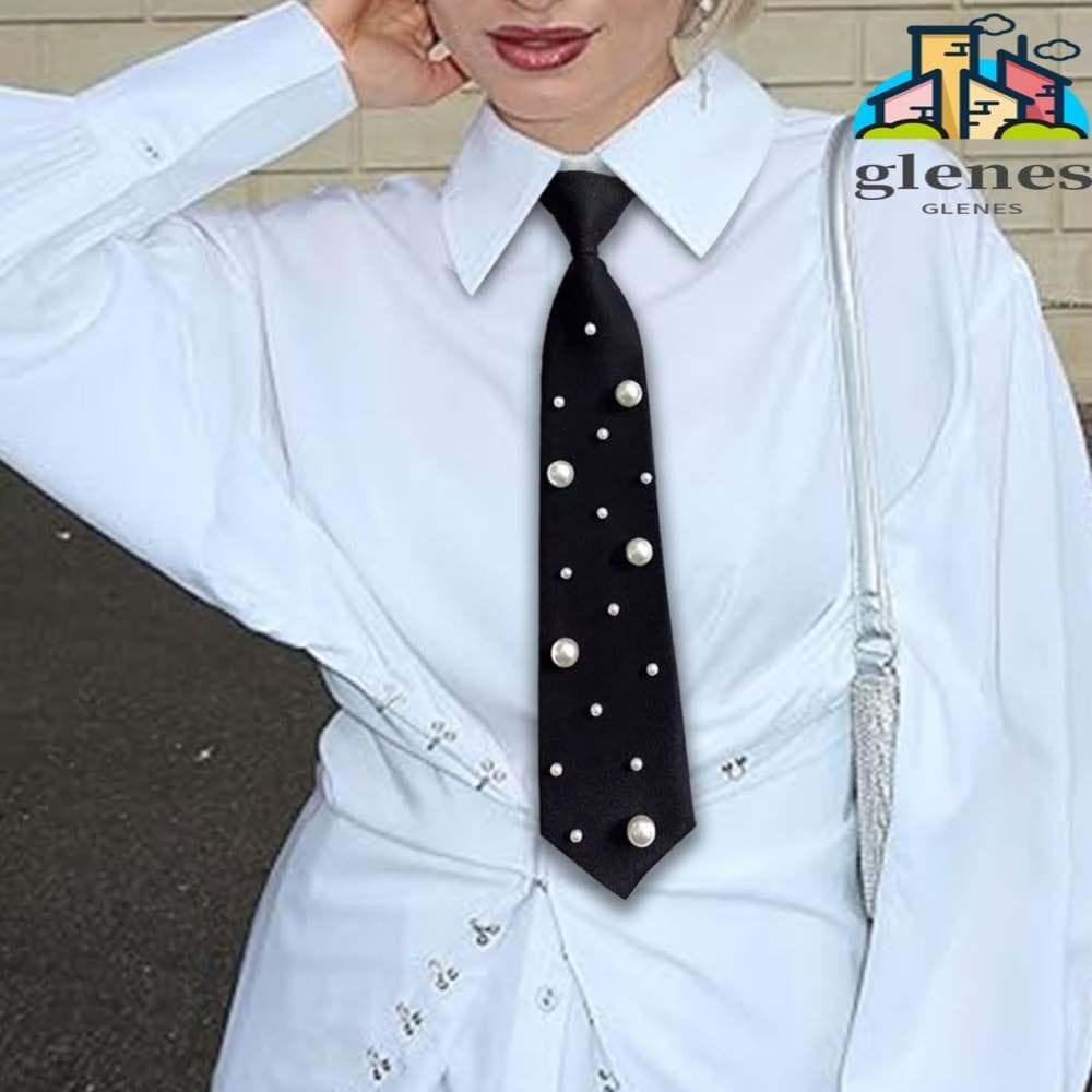 Gravata De Pérolas GLENES , Longa Preta Estilo Coreano Com Contas À Mão , Gargantilha Colar Geométrico Decoração Camisa