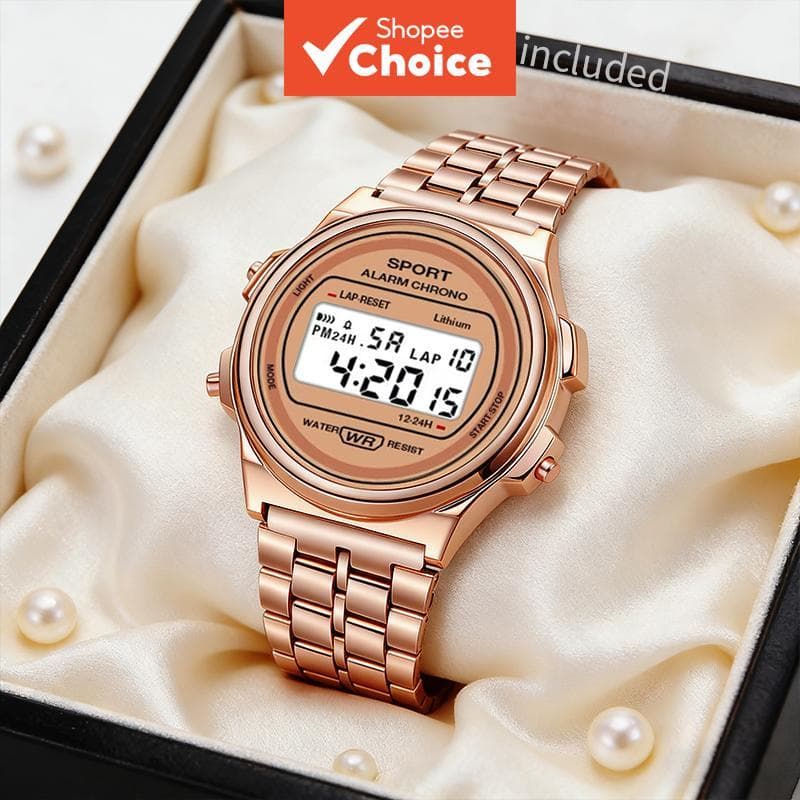 Conjunto De Relógio Digital Esportivo Feminino Estilo Coreano Cronógrafo De Alarme Multicolorido