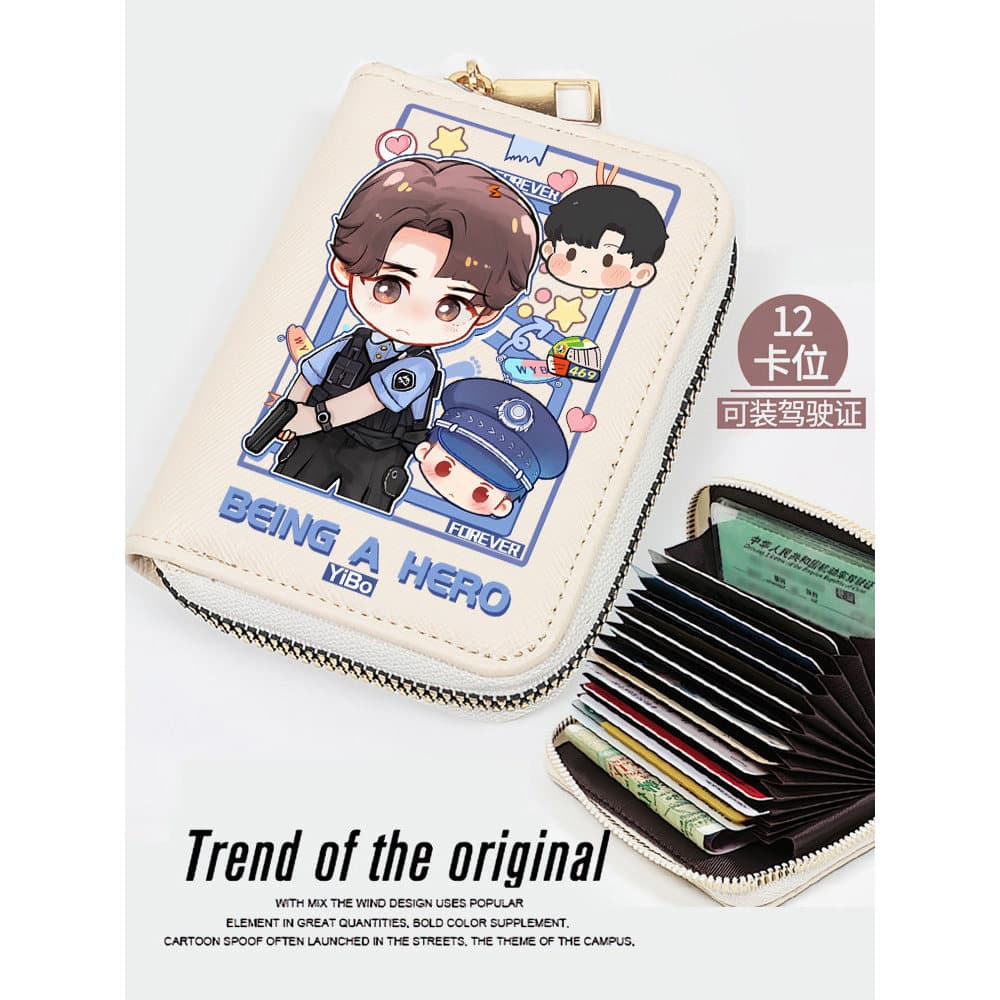 Wang Yibo mesmo estilo mercadoria titular do cartão de carteira de motorista feminino pequeno simples Slot para vários c