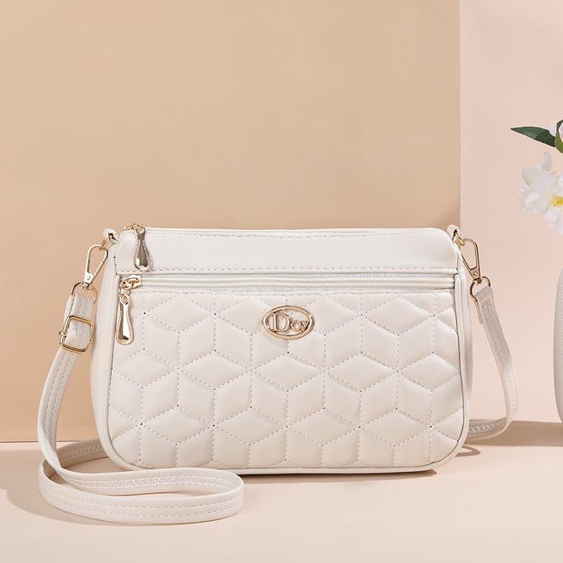 Bolsa mensageiro feminina moda All-Match losango Casual bolsa de ombro verão novo estilo Multi-camada couro macio livre
