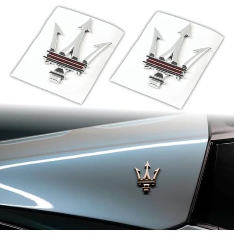 Adesivos De Emblema De Logotipo Trident De Porta Lateral De 2 Unidades , Janela Traseira 3D Compatível Com Qvattroporte