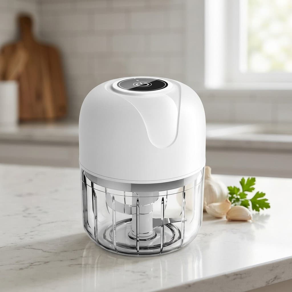 Triturador De Alho Elétrico Sem Fio Mini Processador De Alimentos 250ml Automático Bivolt Moedor Temperos Inox