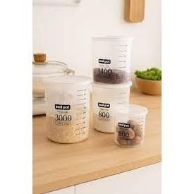 Kit 4 Potes Plástico Conserva Guarda Armazenar Tampa Arroz Feijão Comida Recipiente Vasilha Cozinha