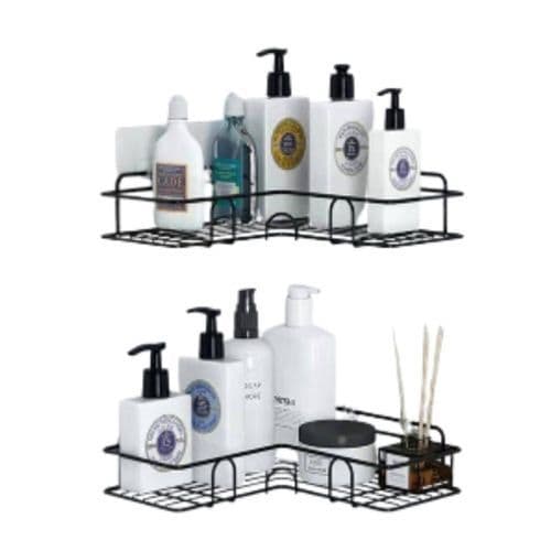 Kit 2 Prateleiras de Canto Banheiro Box Aramado Suporte Organizador de Shampoo Sabonete Box