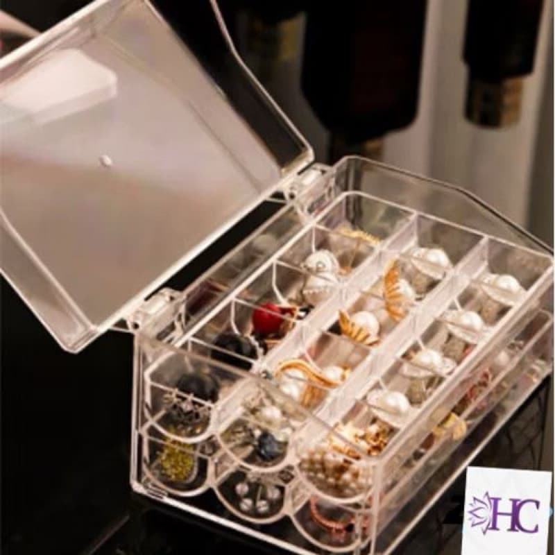 Organizador Para Pedraria/Strass/Glitter/Bijuterias/unhas duplos Com 30 Espaços Acrílico ,tamanho 14cmx8,5cmx7,5cm