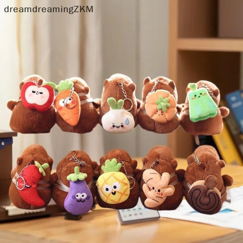 [Dreaming] Chaveiro De Pelúcia De Capivara De Frutas Fofas Desenho Animado Boneca Bolsa Pingente Mochila Decoração Suspe
