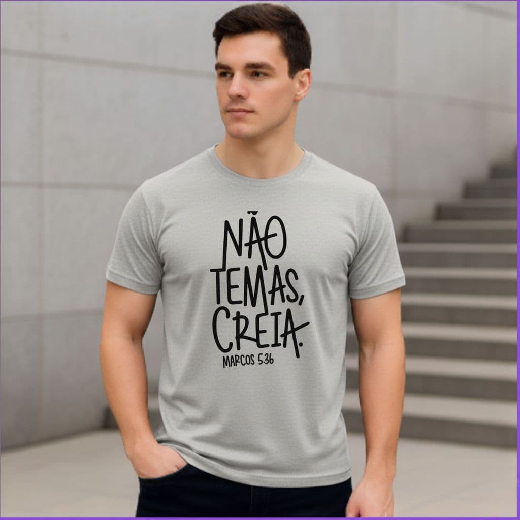 Camiseta Góspel Unissex 100% Algodão Premium Blusa Cristã Estampa Não Temas Religiosa Conforto e Estilo