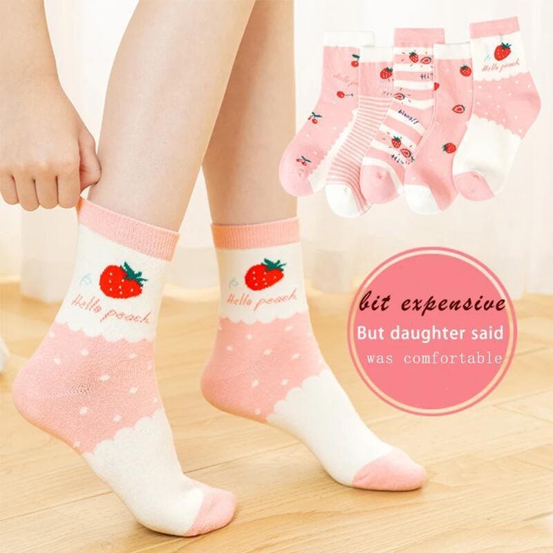 5 Pares De Meias De Algodão Para Meninas De Inverno De 1 A 14 Anos , Atléticas Rosa
