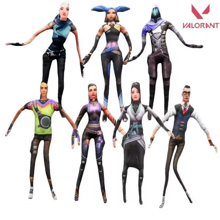 Boneco de Pelúcia de Algodão de 25cm do Jogo Valorant, Personagens Jett, Viper, Sage, Phoenix, Kay, Forma Abstrata Torci