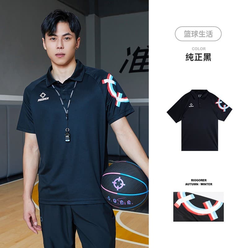 Camisa POLO padrão de manga curta basquete Fitness esportes lazer lapela de secagem rápida pano olho de peixe transpiraç
