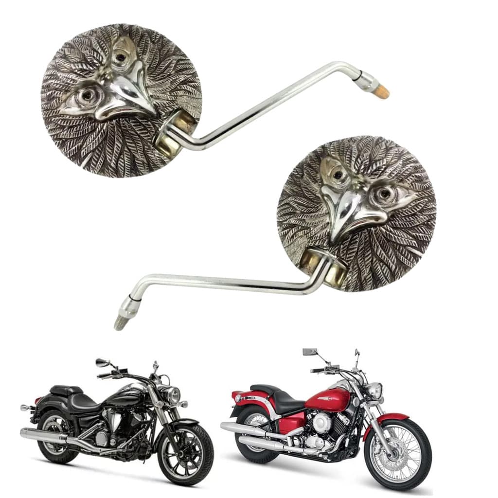 Par Retrovisor Aguia Cromada Yamaha Moto Custom Dragstar Virago Midnight