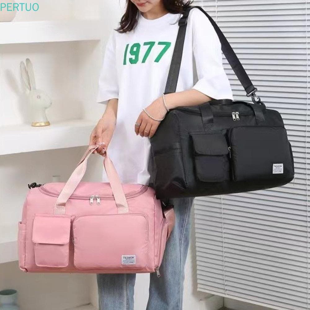 Bolsa De Bagagem De Viagem PERTUO , Nylon Resistente Oxford Dobrável De Grande Capacidade De Cor Sólida