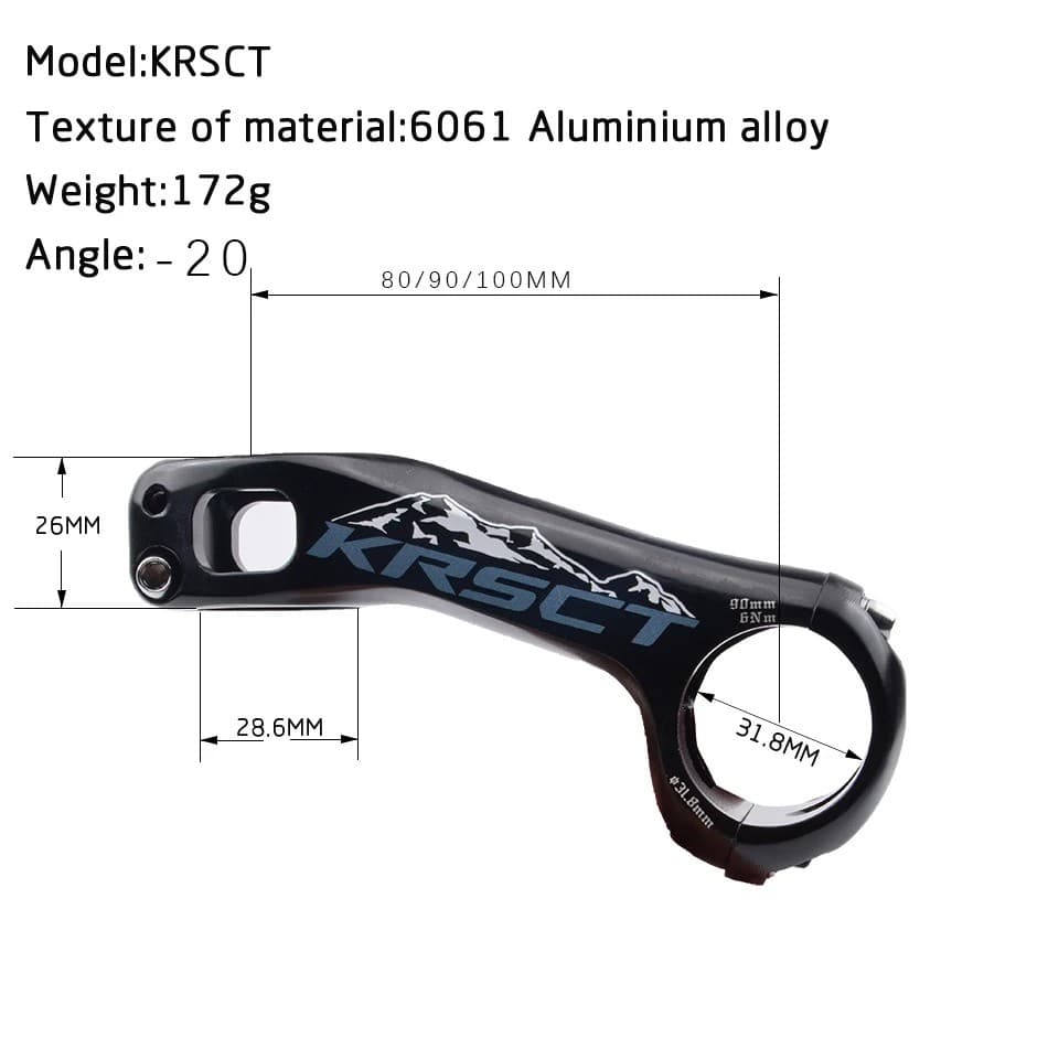 KRSCT Novo CNC Road Bike Trunk Mountain MTB Haste-20 Graus 28.6 * 31.8 Mm 80/90/100 B