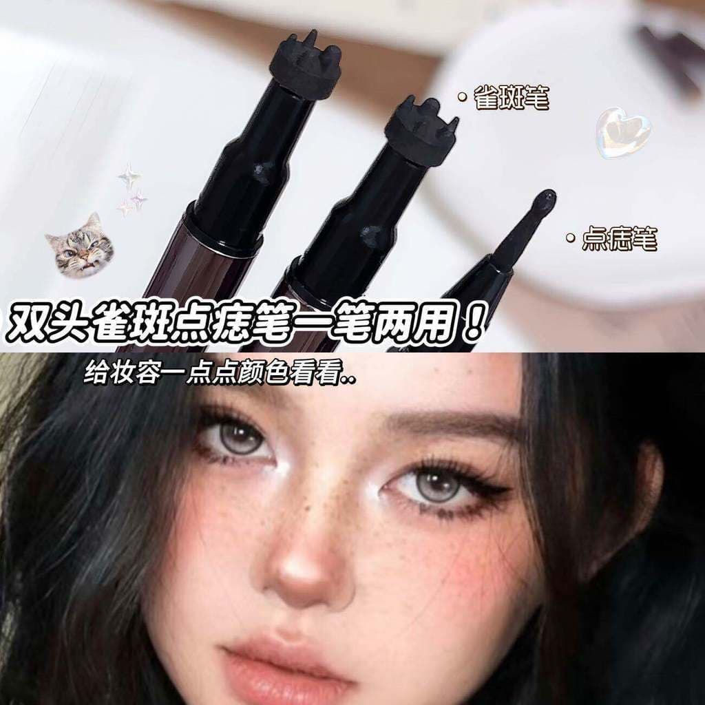 Caneta para sardas de duas cabeças, caneta delineadora em Gel, um curso, dupla utilização, longa duração, sem manchas, p