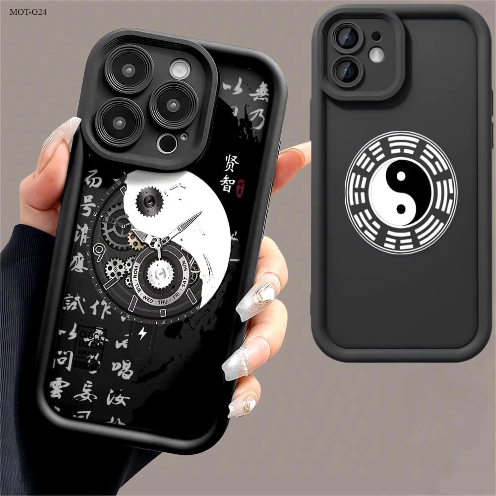 Capinha Capa Para iPhone XR 11 12 13 14 15 16 17 PRO MAX 14 15 16 PLUS Silicone À Prova de Choque Padrão Tai Chi