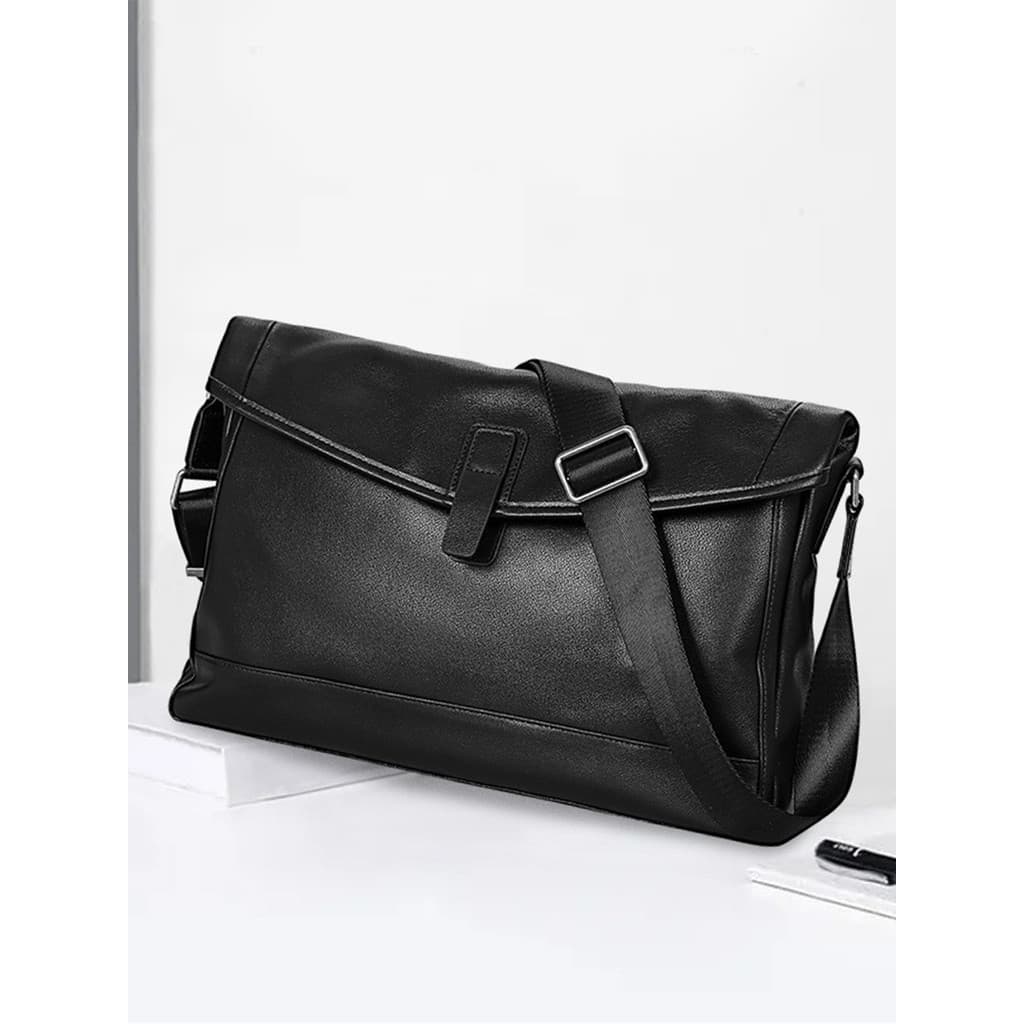 Bolsa de ombro masculina de couro genuíno, primeira camada de couro de vaca, bolsa mensageiro Casual de grande capacidad