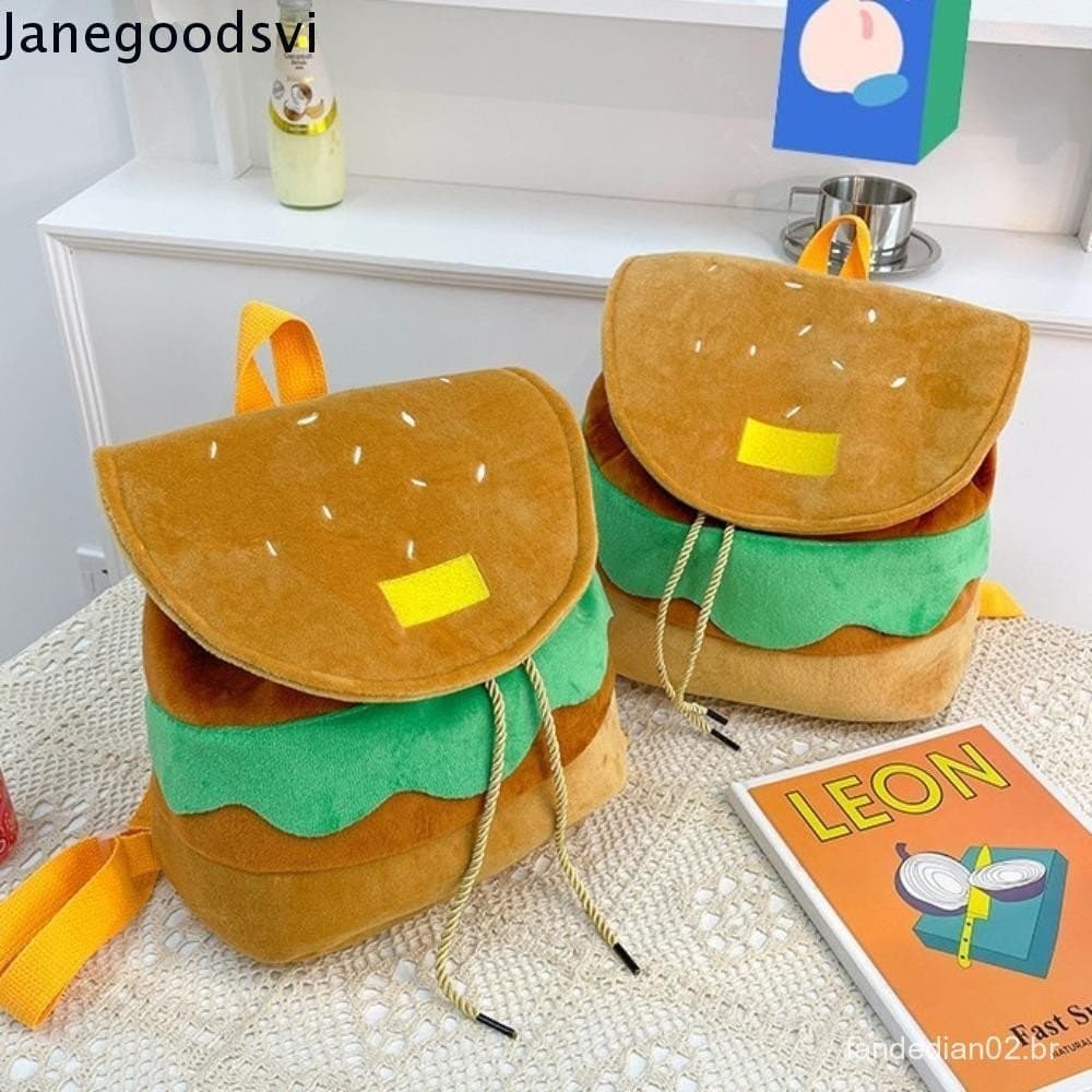 Mochila Para Hambúrguer JANEGOODSVI , Bolsa Escolar Com Cordão De Desenho Animado De Grande Capacidade , Ajustável