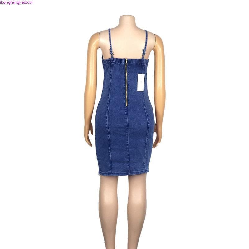 Vestido Jeans Casual Manchado De Alcinha - Coleção Blogueiras