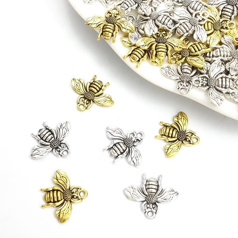 20 Peças de Charms de Liga Metálica Acessórios de Joias Vintage de Abelha Brincos e Pulseiras Feitos à Mão