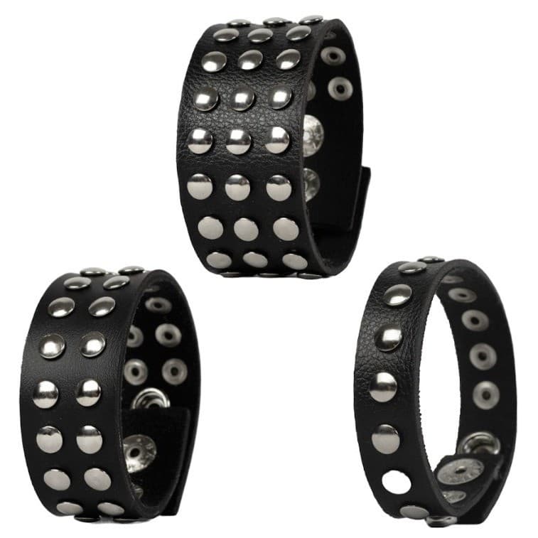 Pulseira Bracelete De Rebites Redondo 1/2/3 Fileiras Punk Unissex Couro Emo Rock  Pronta Entrega