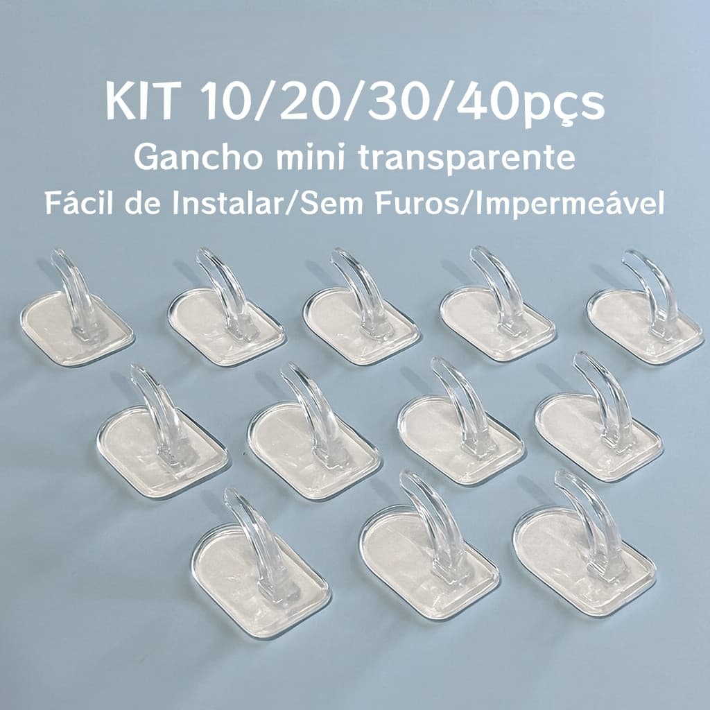 Kit 10pçs Mini Gancho Adesivo Transparente Forte Plástico Multiuso Para Cozinha Banheiro