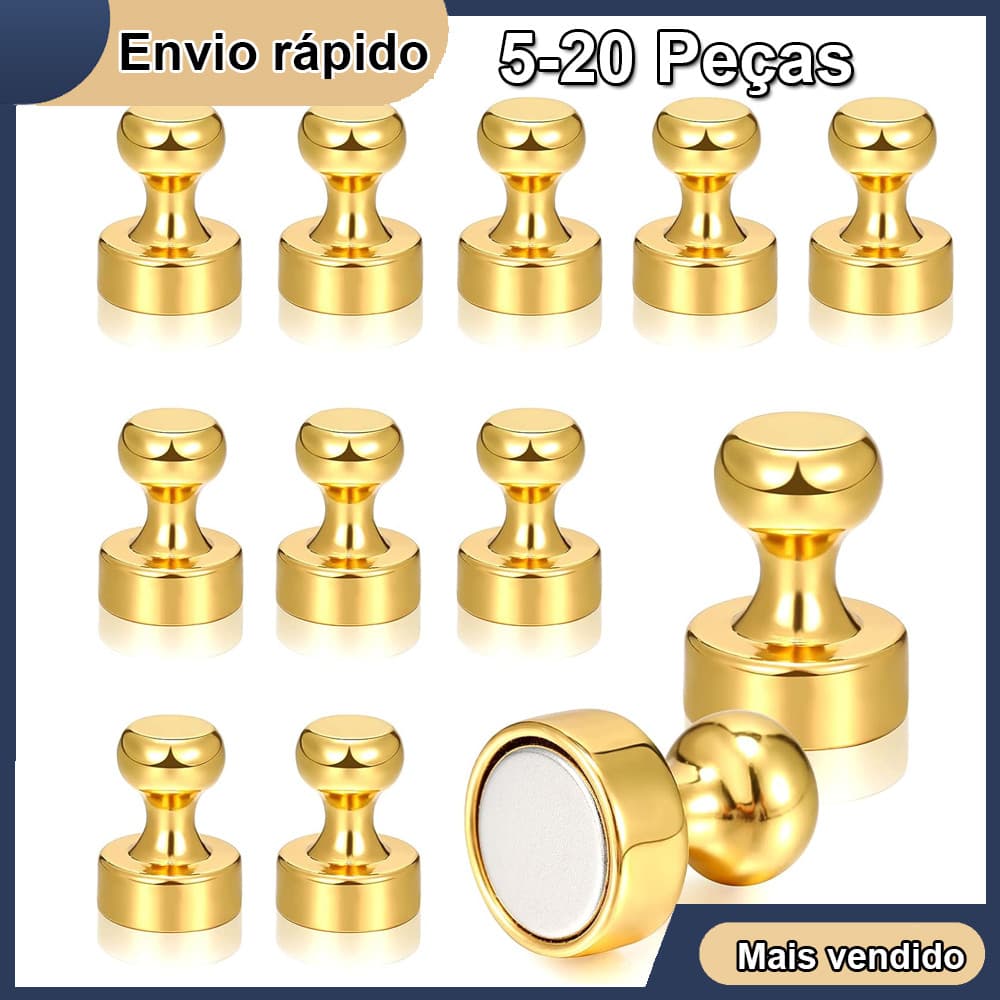 5/10/20 Pçs Dourado Super Forte Ímã De Neodímio Pinos Magnéticos Otário Percevejo Aço Push Pin Para Geladeira Quadro