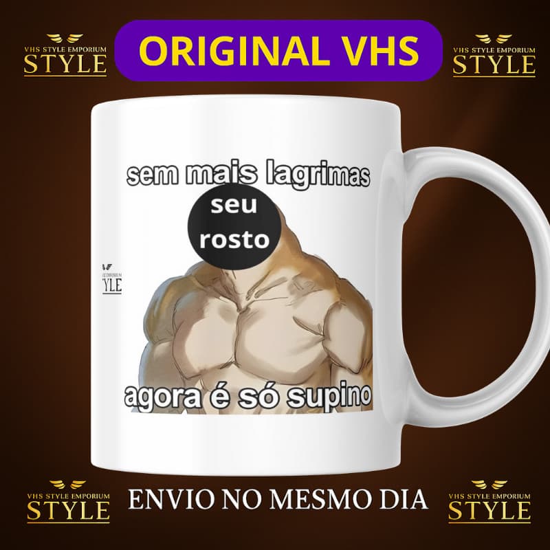 Caneca Personalizada Meme Academia 💪 | "Sem Mais Lágrimas, Agora é Só Supino" | Presente Engraçado